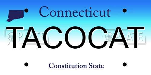 TACOCAT Connecticut License Plate
