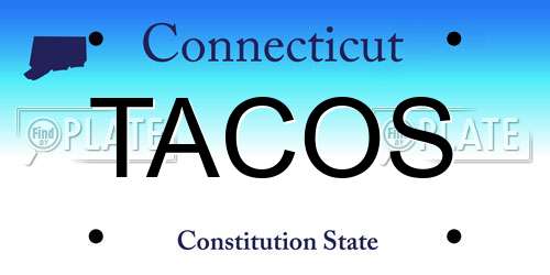 TACOS Connecticut License Plate