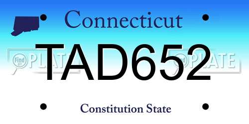 TAD652 Connecticut License Plate