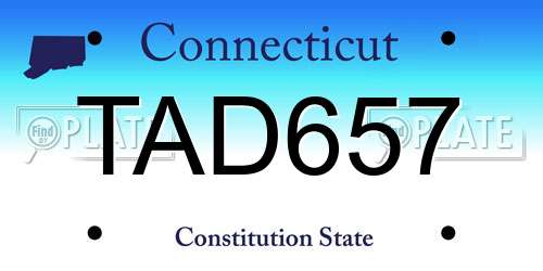 TAD657 Connecticut License Plate
