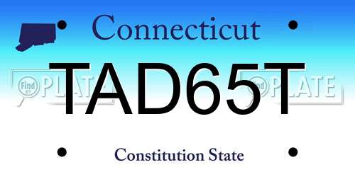 TAD65T Connecticut License Plate