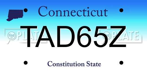 TAD65Z Connecticut License Plate