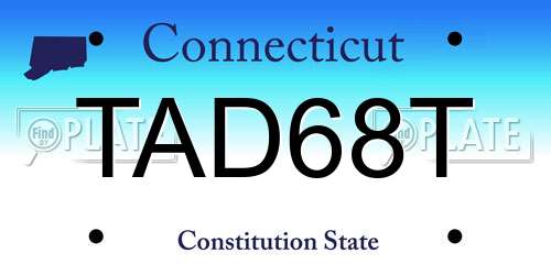 TAD68T Connecticut License Plate