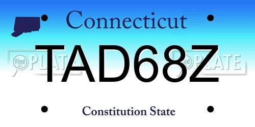 TAD68Z Connecticut License Plate