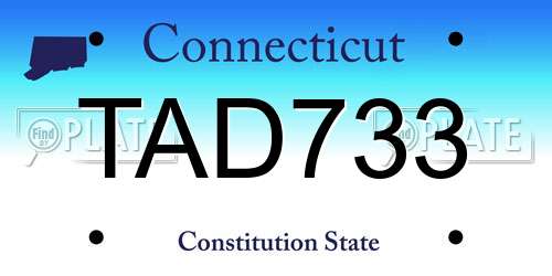 TAD733 Connecticut License Plate