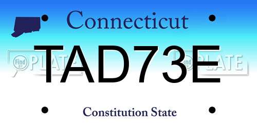 TAD73E Connecticut License Plate