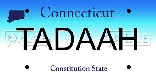 TADAAH Connecticut License Plate