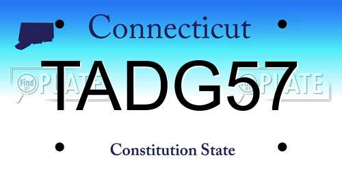TADG57 Connecticut License Plate