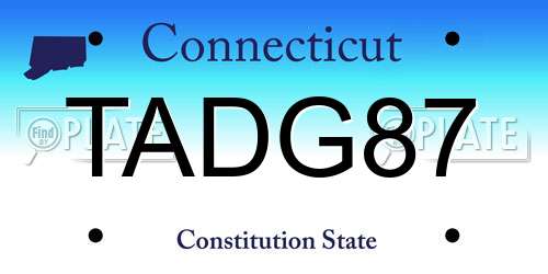 TADG87 Connecticut License Plate