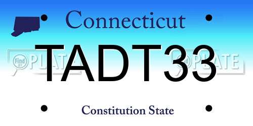 TADT33 Connecticut License Plate