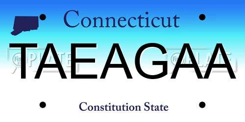 TAEAGAA Connecticut License Plate