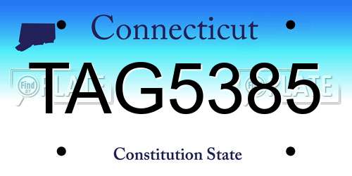 TAG5385 Connecticut License Plate