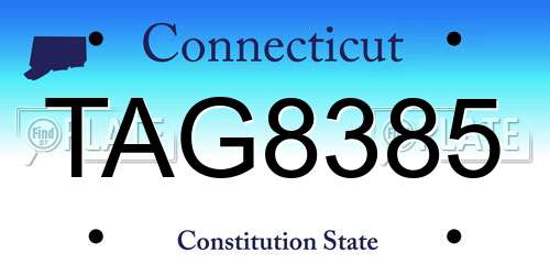 TAG8385 Connecticut License Plate