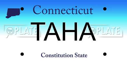 TAHA Connecticut License Plate