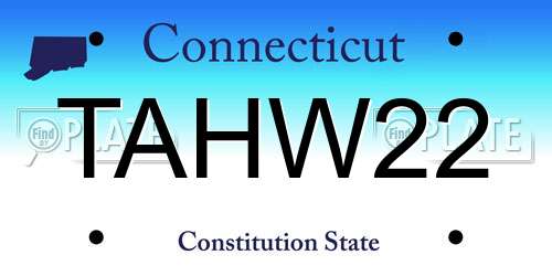TAHW22 Connecticut License Plate