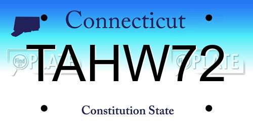 TAHW72 Connecticut License Plate
