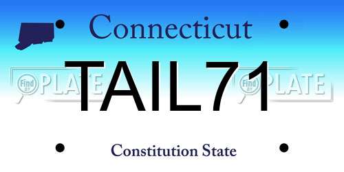 TAIL71 Connecticut License Plate