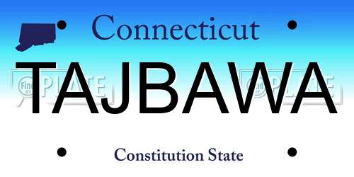 TAJBAWA Connecticut License Plate