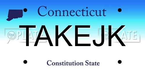 TAKEJK Connecticut License Plate
