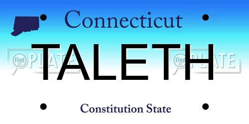 TALETH Connecticut License Plate
