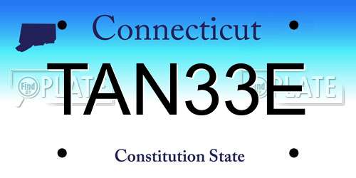 TAN33E Connecticut License Plate