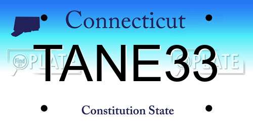 TANE33 Connecticut License Plate