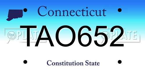 TAO652 Connecticut License Plate