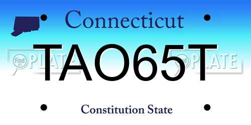 TAO65T Connecticut License Plate