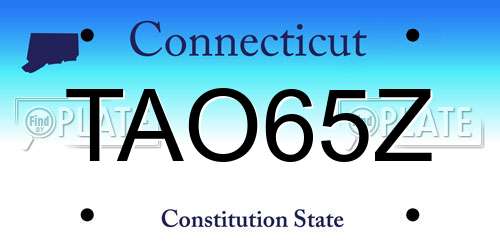 TAO65Z Connecticut License Plate