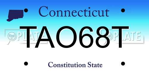 TAO68T Connecticut License Plate