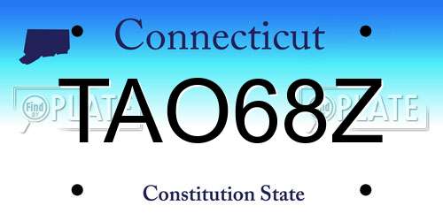 TAO68Z Connecticut License Plate