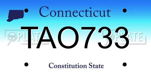 TAO733 Connecticut License Plate