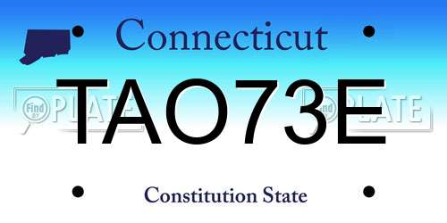 TAO73E Connecticut License Plate