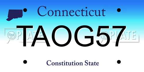 TAOG57 Connecticut License Plate