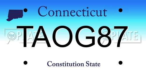 TAOG87 Connecticut License Plate
