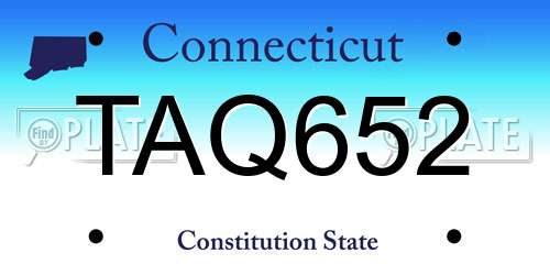 TAQ652 Connecticut License Plate