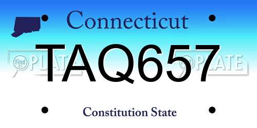 TAQ657 Connecticut License Plate
