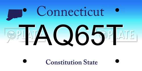 TAQ65T Connecticut License Plate