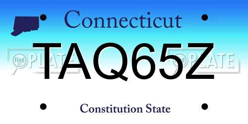 TAQ65Z Connecticut License Plate