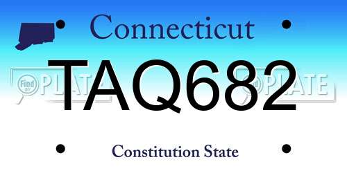 TAQ682 Connecticut License Plate