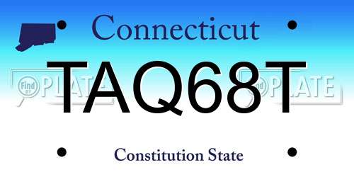 TAQ68T Connecticut License Plate