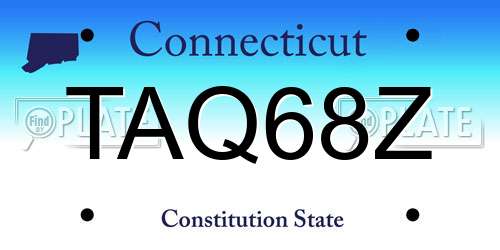 TAQ68Z Connecticut License Plate