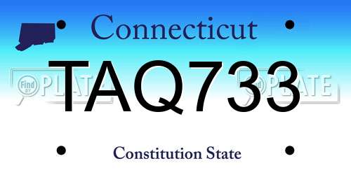 TAQ733 Connecticut License Plate