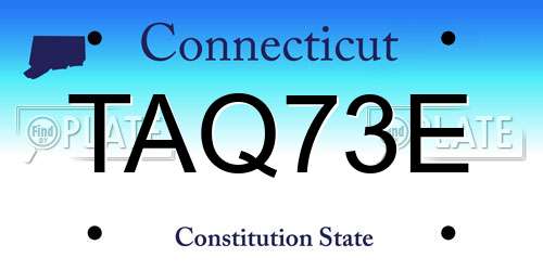 TAQ73E Connecticut License Plate