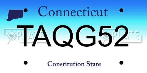 TAQG52 Connecticut License Plate