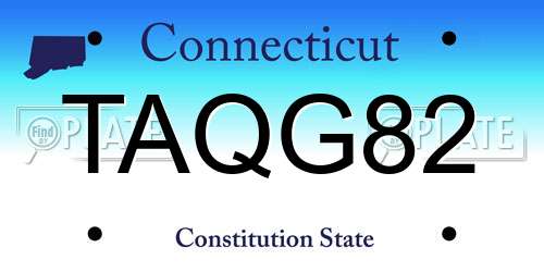 TAQG82 Connecticut License Plate