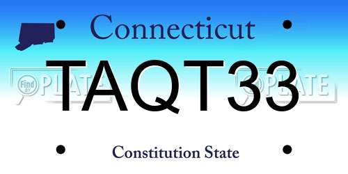 TAQT33 Connecticut License Plate