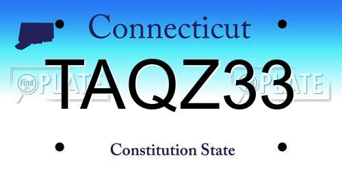 TAQZ33 Connecticut License Plate
