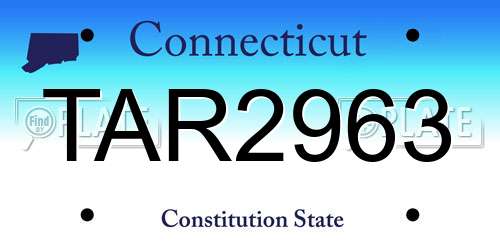 TAR2963 Connecticut License Plate