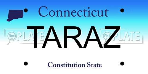 TARAZ Connecticut License Plate